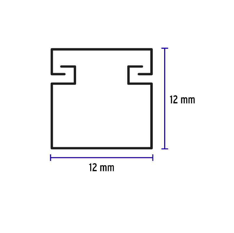 Canaleta de 1 vía, 12 x 12 mm