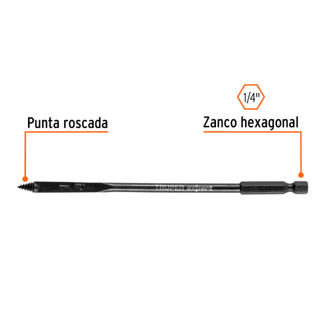Broca plana de manita 1/4',Truper Expert