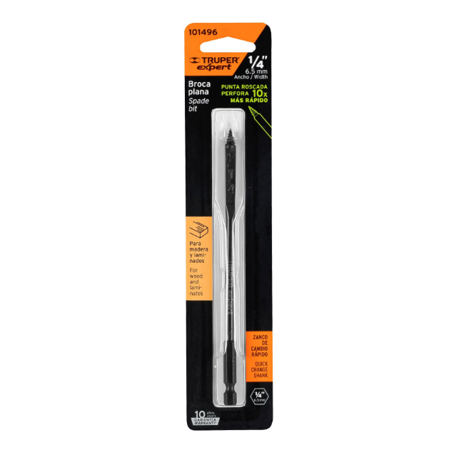 Broca plana de manita 1/4',Truper Expert
