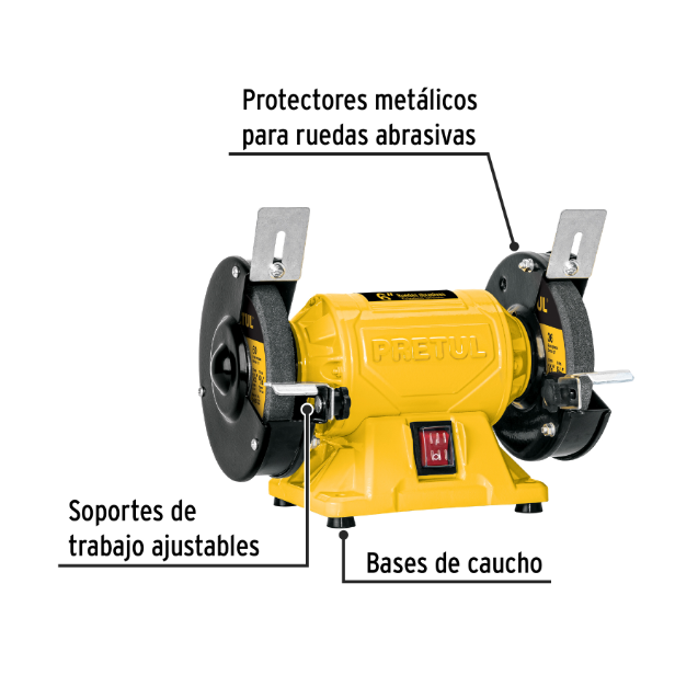 Esmeril de banco de 6' de 1/4 HP (185 W), Pretul