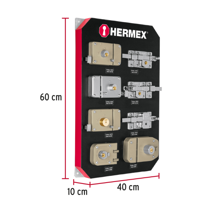 Exhibidor Hermex con sobreponer y barra