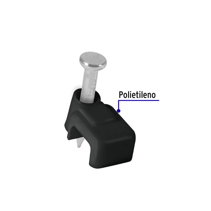 GRAPA PARA CABLE PLANO 3 x 6 mm, negra, bolsa 20 pzas