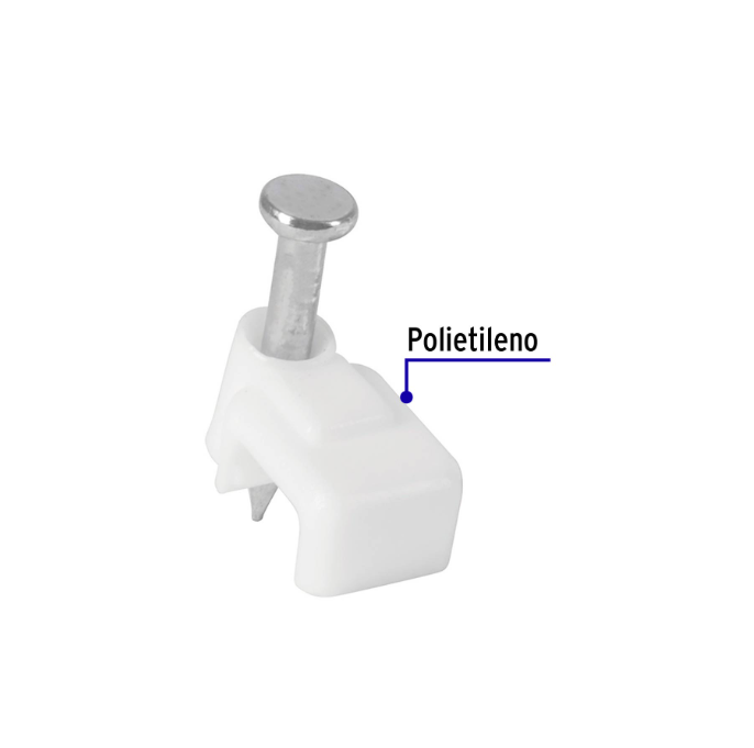 Grapa para cable plano, 3 X 6 mm, blanca, bolsa 500 pzas