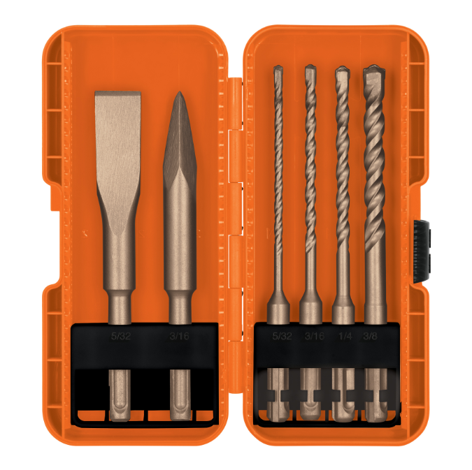 Juego de 6 brocas y cinceles SDS plus en estuche, Truper