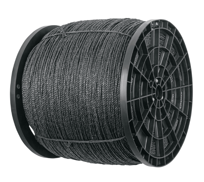 Kilo de cuerda negra de polipropileno 25 mm, carrete 30kg