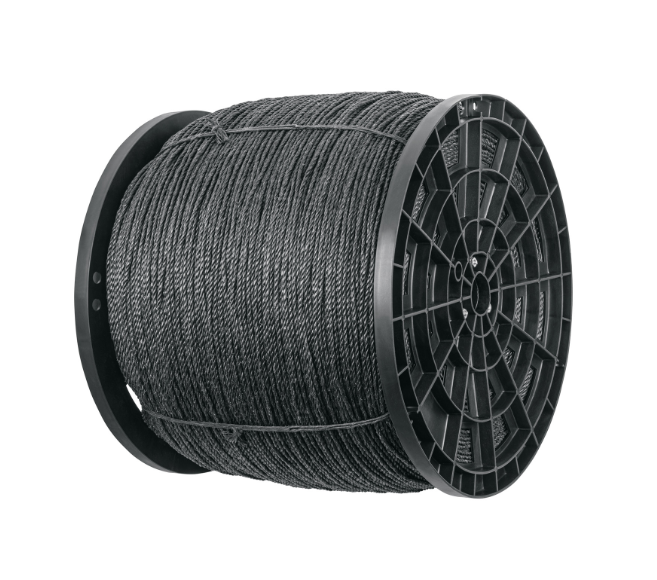 Kilo de cuerda negra de polipropileno 8 mm, carrete 20kg
