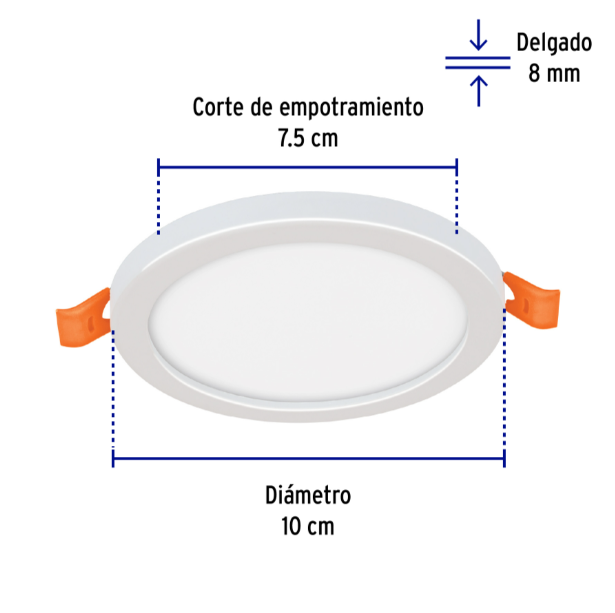 Luminario de LED para empotrar 6 W, ajustable, luz de día