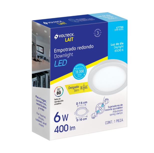 Luminario de LED para empotrar 6 W, ajustable, luz de día