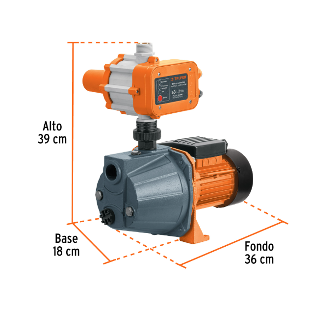 Bomba presurizadora jet hierro 1/2 HP con control, Truper