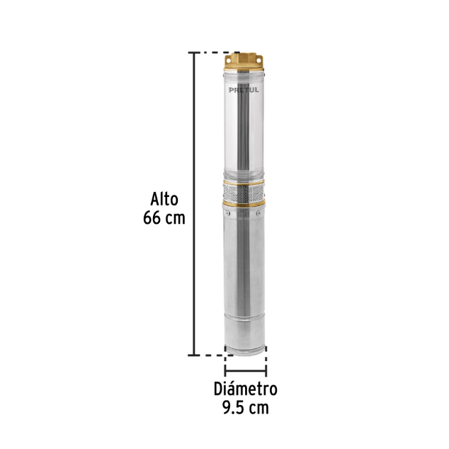 Bomba sumergible, tipo bala, 1 HP, agua limpia, Pretul