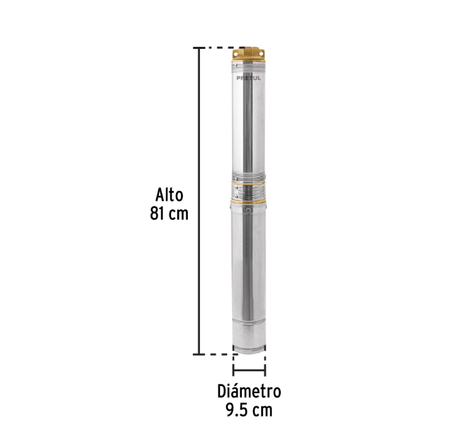 Bomba sumergible, tipo bala, 1-1/2 HP, agua limpia, Pretul