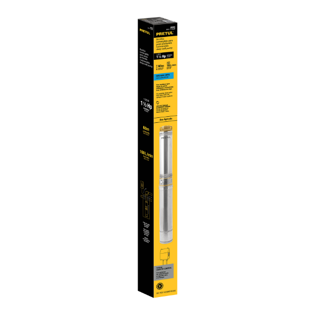 Bomba sumergible, tipo bala, 1-1/2 HP, agua limpia, Pretul