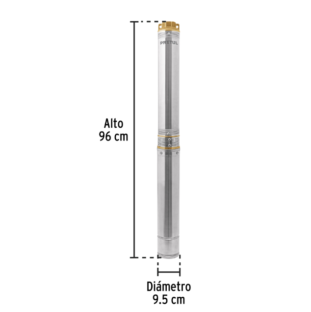 Bomba sumergible, tipo bala, 2 HP, agua limpia, Pretul