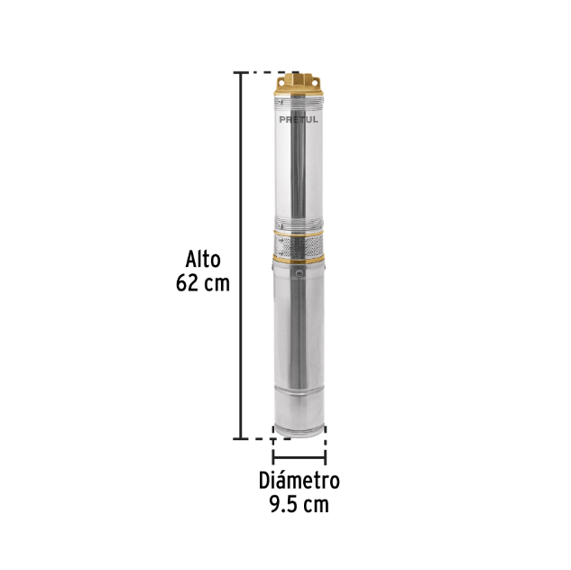 Bomba sumergible, tipo bala, 3/4 HP, agua limpia, Pretul