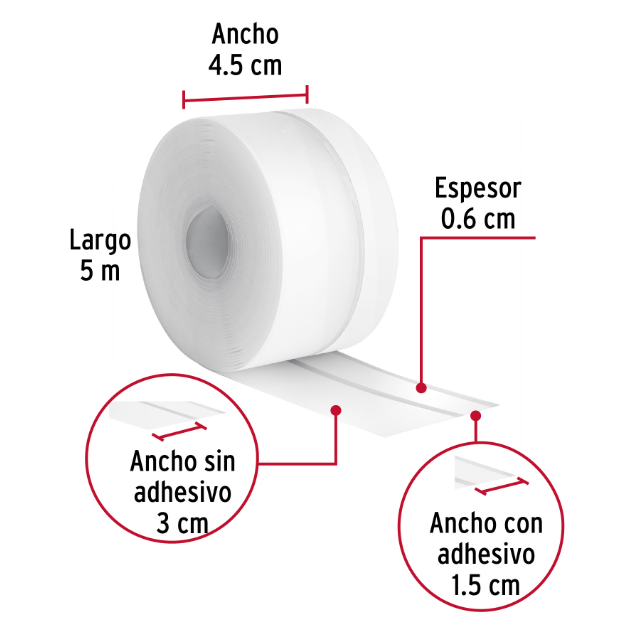 Cinta guardapolvo 5 m x 45 mm, transparente, Hermex