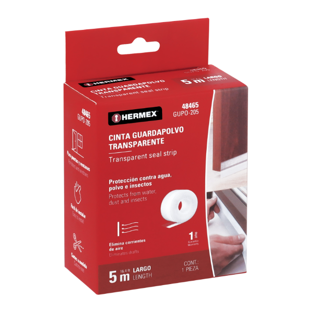 Cinta guardapolvo 5 m x 45 mm, transparente, Hermex