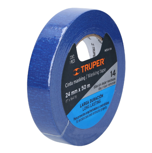 Cinta Masking tape azul de 1" x 50 m para pintor, Truper