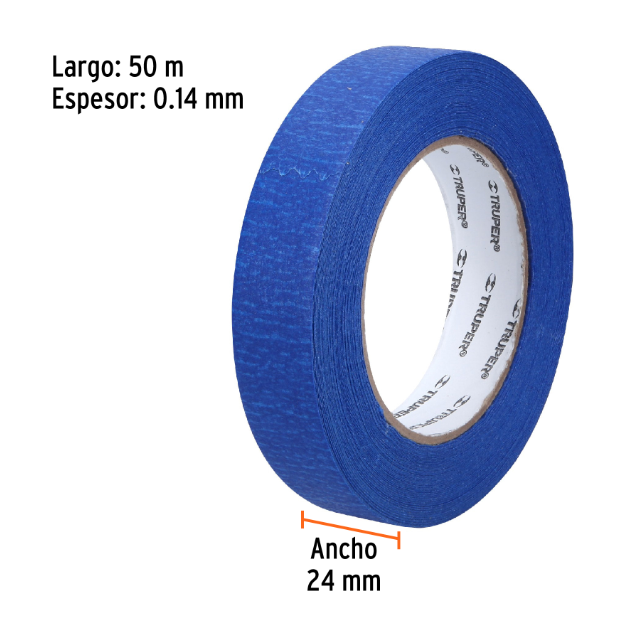 Cinta Masking tape azul de 1" x 50 m para pintor, Truper