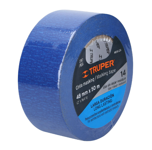 Cinta Masking tape azul de 2" x 50 m para pintor ,Truper