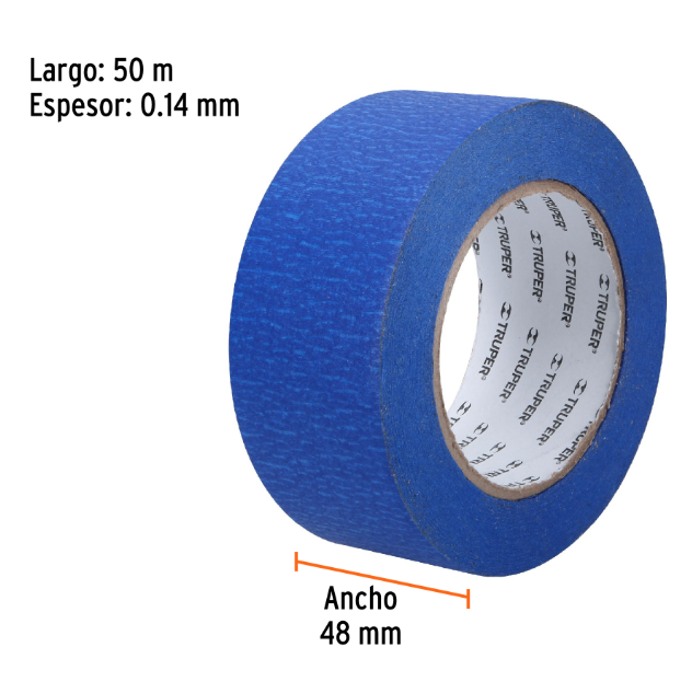 Cinta Masking tape azul de 2" x 50 m para pintor ,Truper