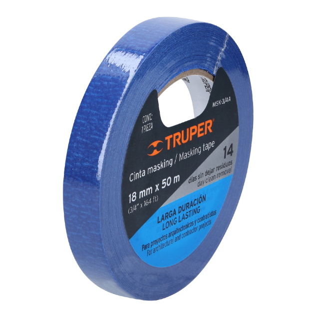 Cinta Masking tape azul de 3/4" x 50 m para pintor, Truper