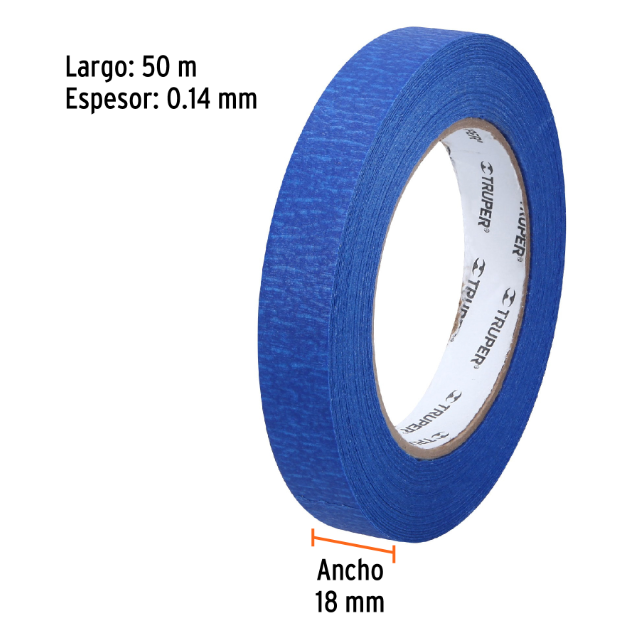 Cinta Masking tape azul de 3/4" x 50 m para pintor, Truper