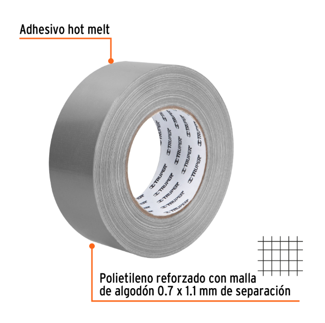 Cinta para ducto 50 m x 48 mm, espesor 0.19mm,Truper