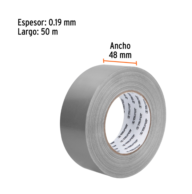 Cinta para ducto 50 m x 48 mm, espesor 0.19mm,Truper