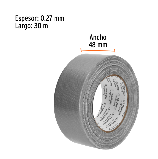Cinta para ducto, 30 m x 48 mm, espesor 0.27 mm, Expert