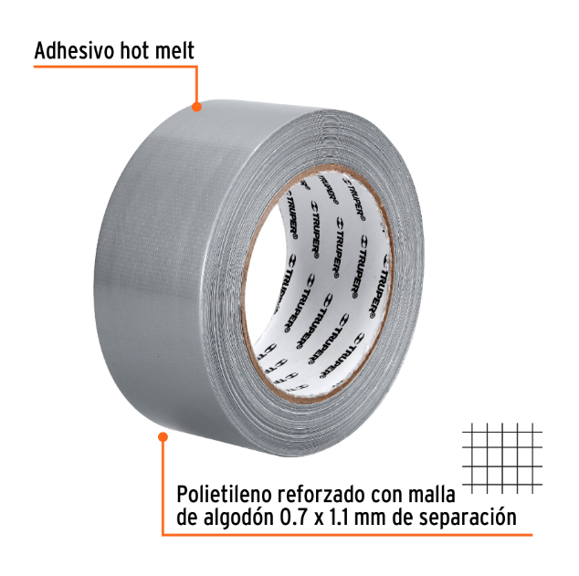 Cinta para ducto, 30 m x 48 mm, espesor0.19mm, Truper