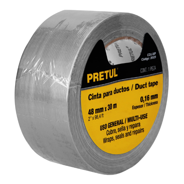 Cinta para ducto, 30 m x 48mm ,espesor 0.16mm, Pretul