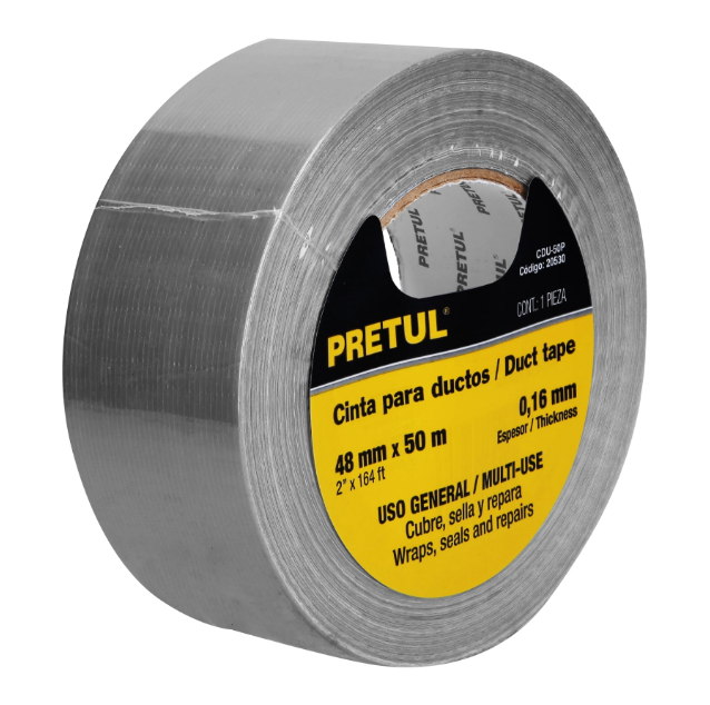 Cinta para ducto, 50 m x 48mm, espesor 0.16 mm ,Pretul