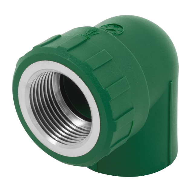 Codo 90° de PPR, 1" rosca  hembra con inserto metálico, Foset