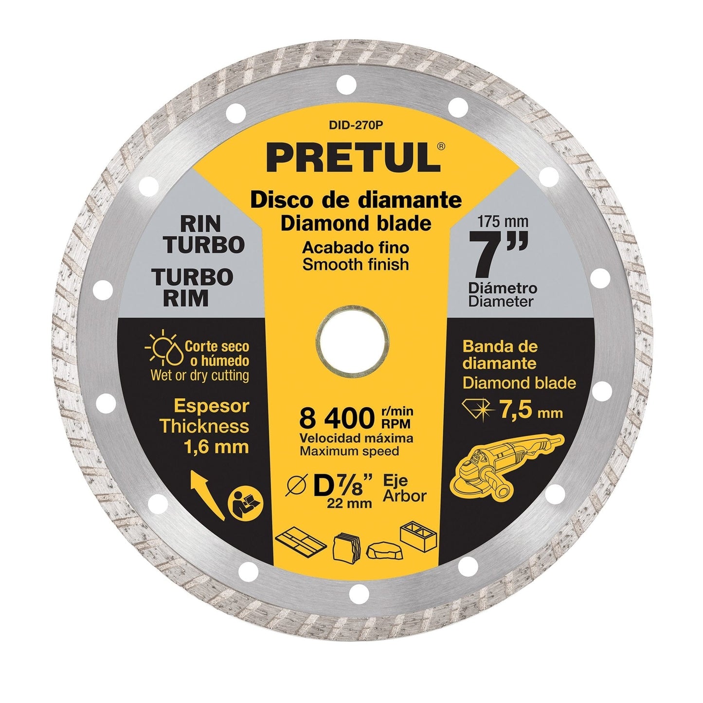 Disco de diamante, rin turbo, 7", Pretul