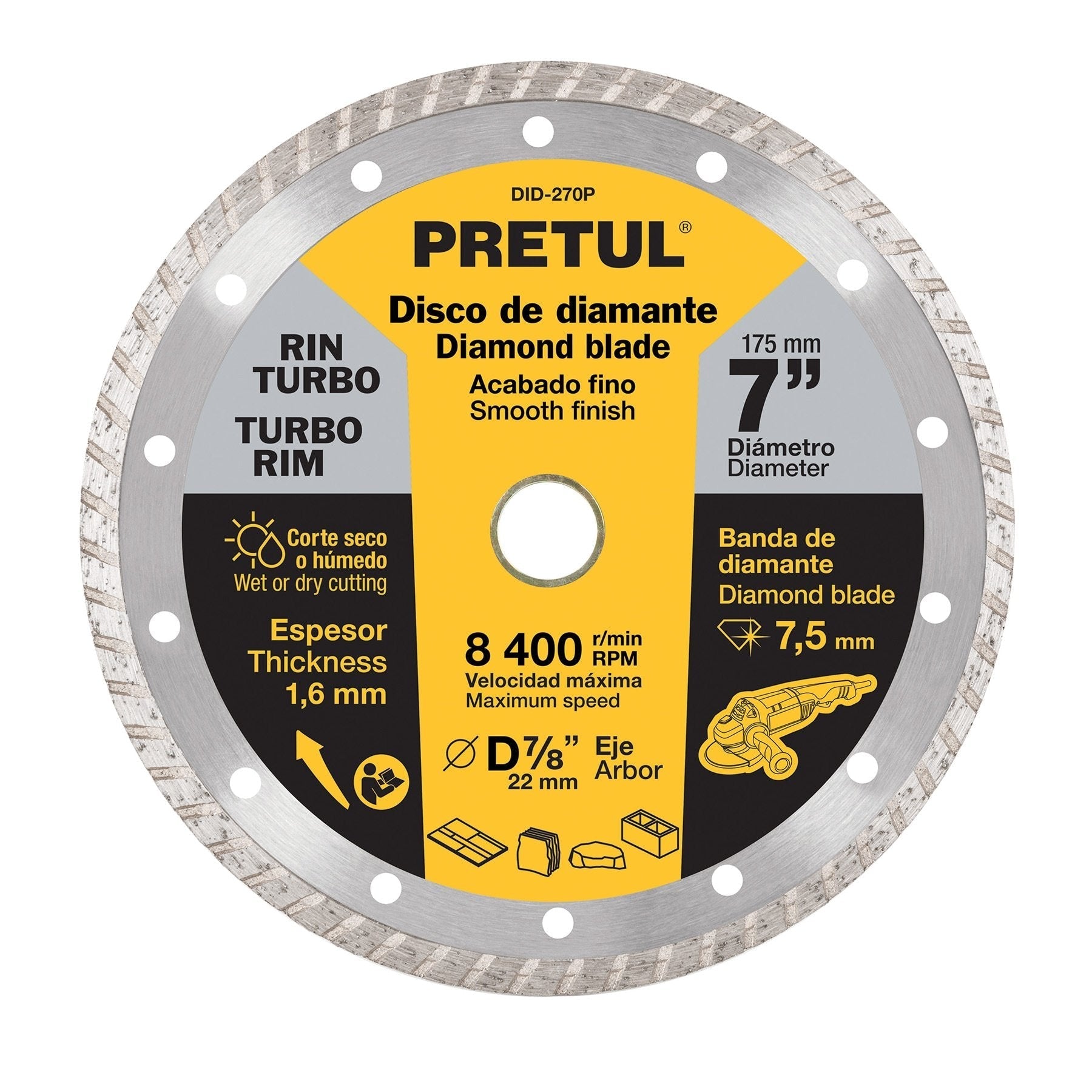 Disco de diamante, rin turbo, 7", Pretul