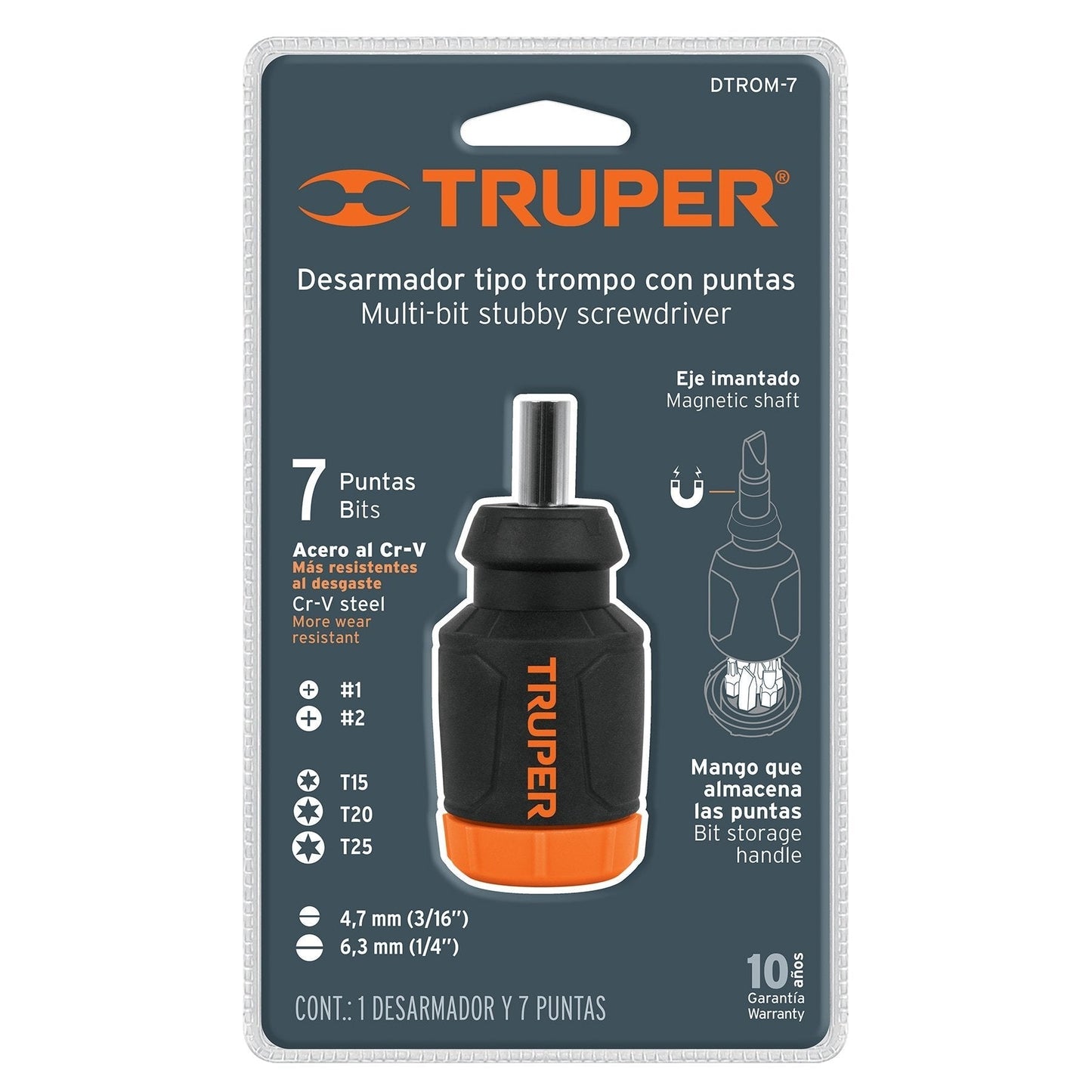 Desarmador tipo trompo con 7 puntas