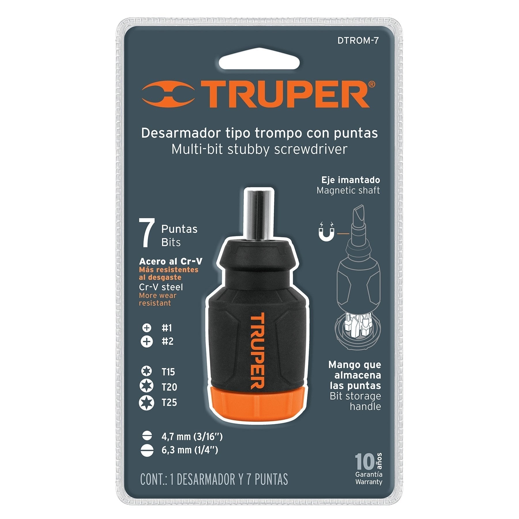 Desarmador tipo trompo con 7 puntas