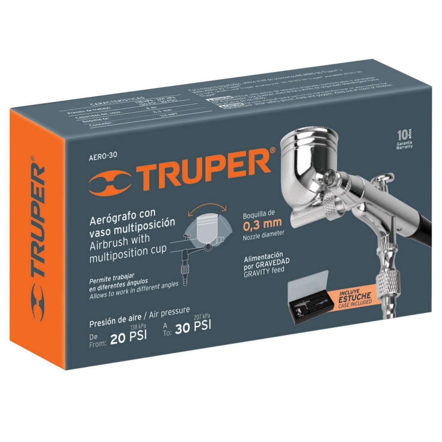 Pistola aerográfica de gravedad con vaso multiposición