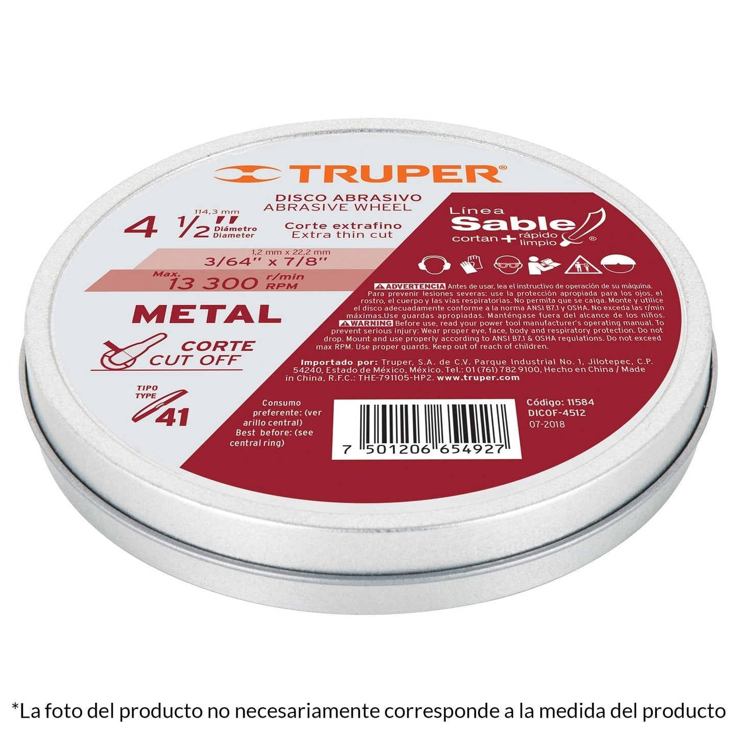 Disco Tipo 41 para corte fino de metal 3"