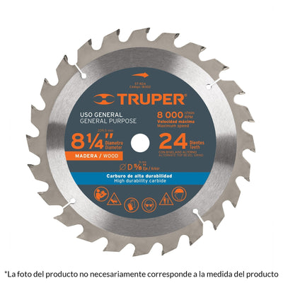 Disco sierra p/madera 8-1/4", 32 dientes, centro 5/8"