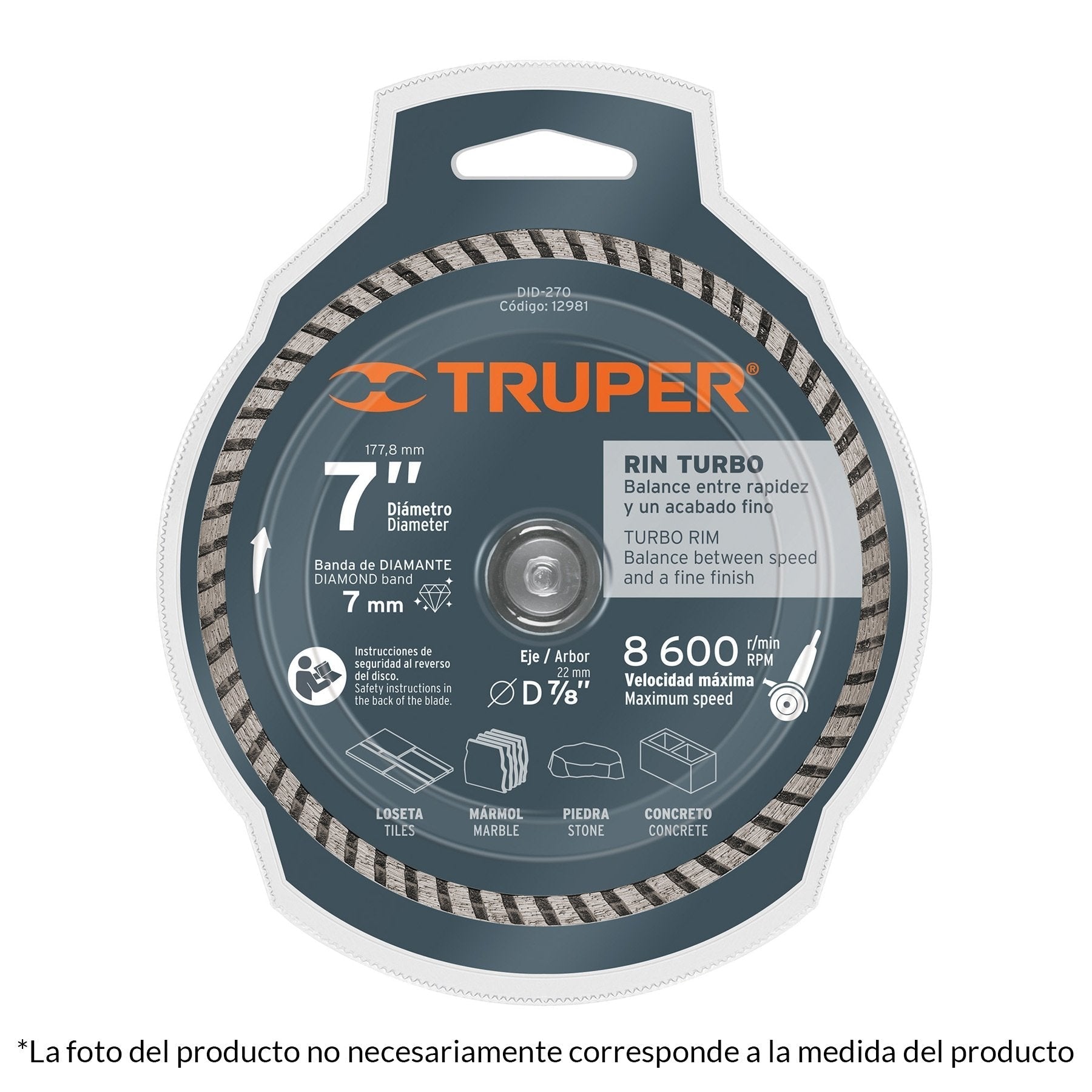 Disco de diamante, rin turbo, 7"