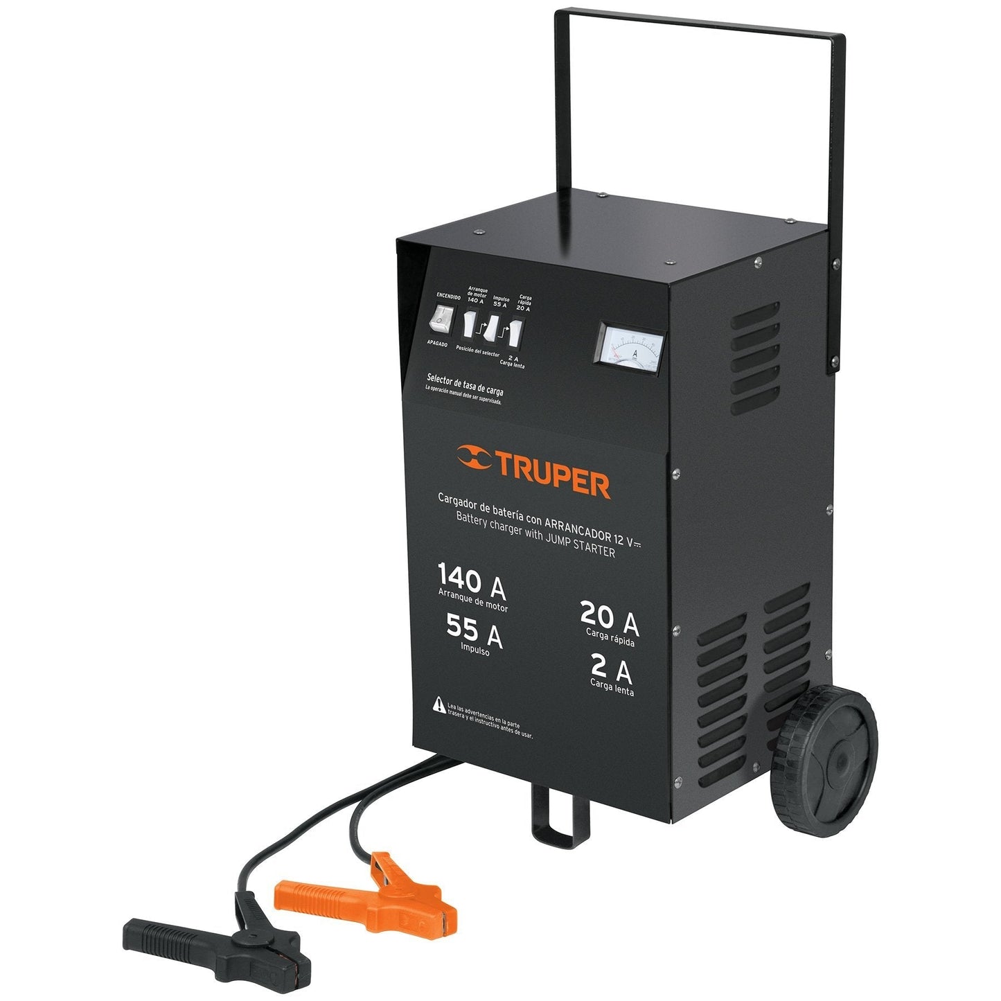 Cargador de baterías con ruedas 12 V, 140 A