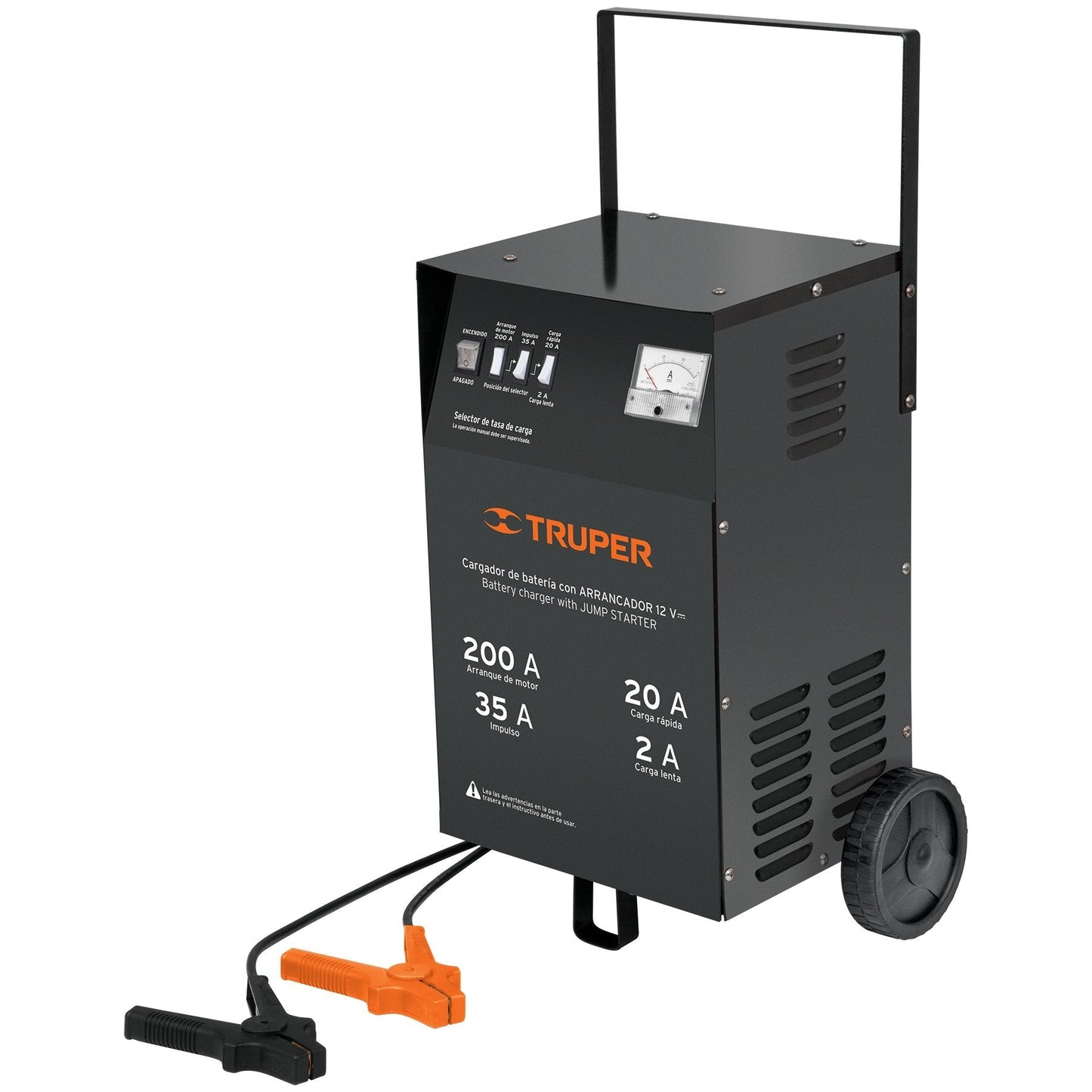 Cargador de baterías con ruedas 12 V, 200 A