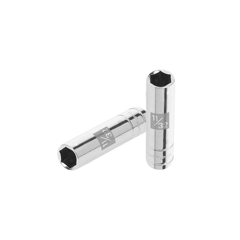 Dado de 6 puntas, largo, cuadro 1/4" de 11/32"