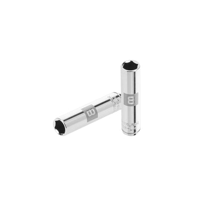 Dado de 6 puntas, largo, cuadro 1/4" de 8mm