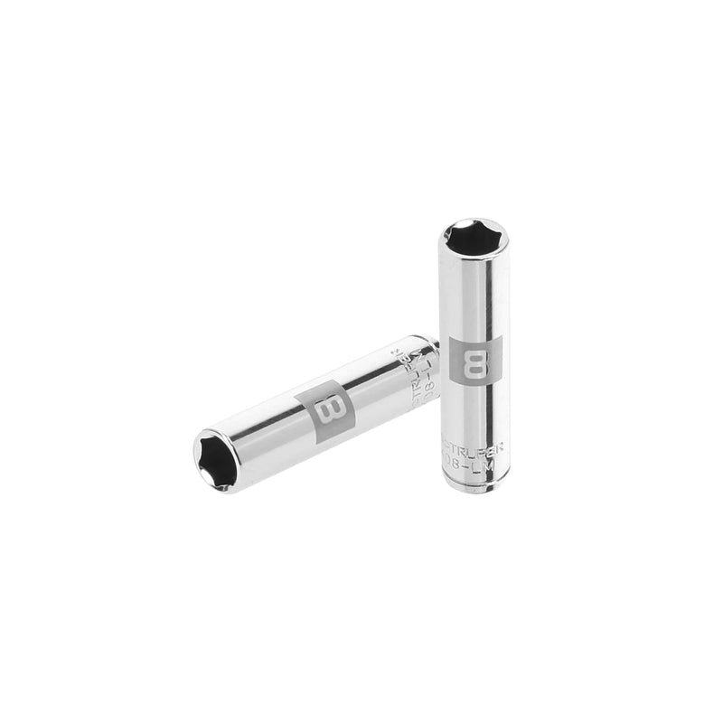 Dado de 6 puntas, largo, cuadro 1/4" de 8mm