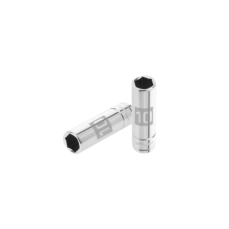 Dado de 6 puntas, largo, cuadro 1/4" de 10mm