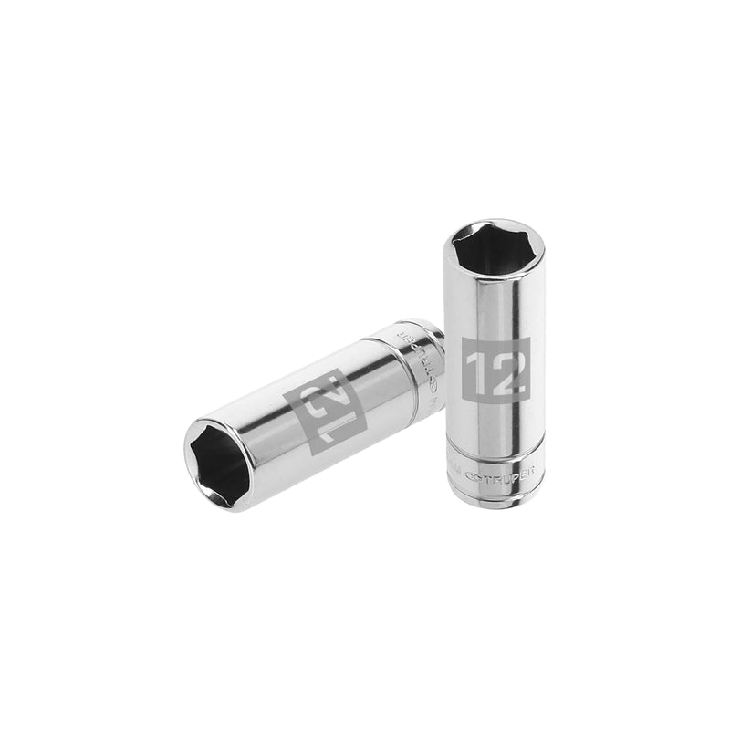 Dado de 6 puntas, largo, cuadro 1/4" de 12mm