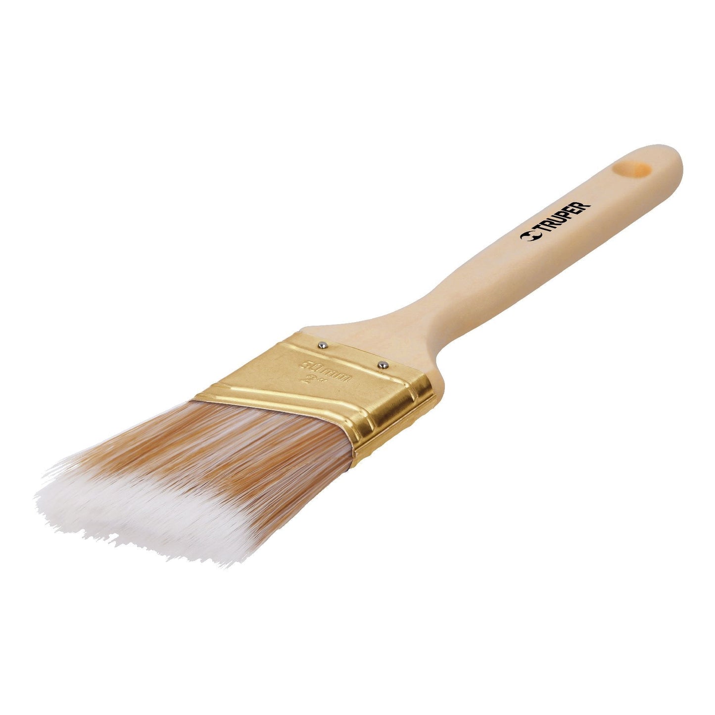 Brocha cerdas sintéticas, mango madera,corte angular, 2"