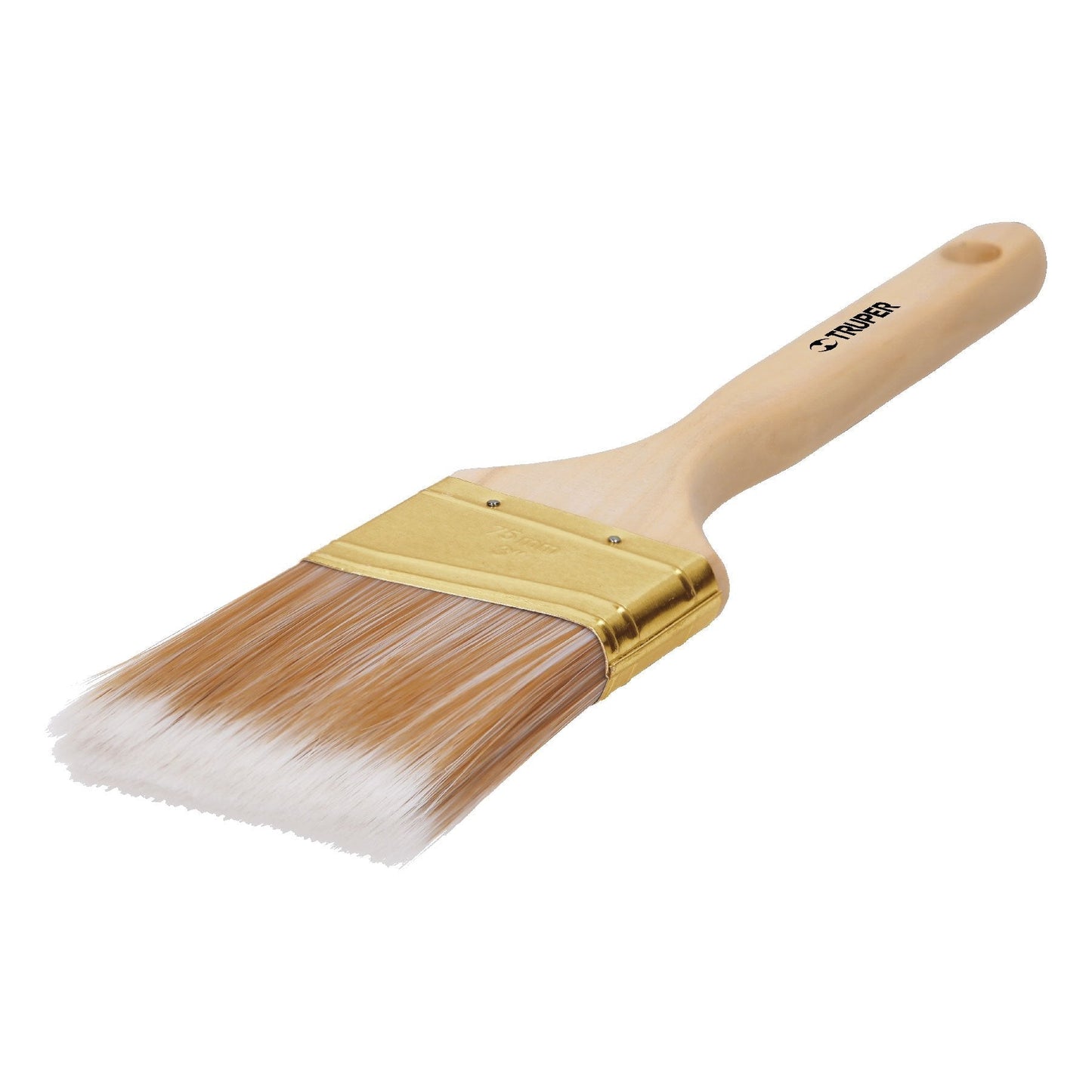 Brocha cerdas sintéticas, mango madera,corte angular, 3"